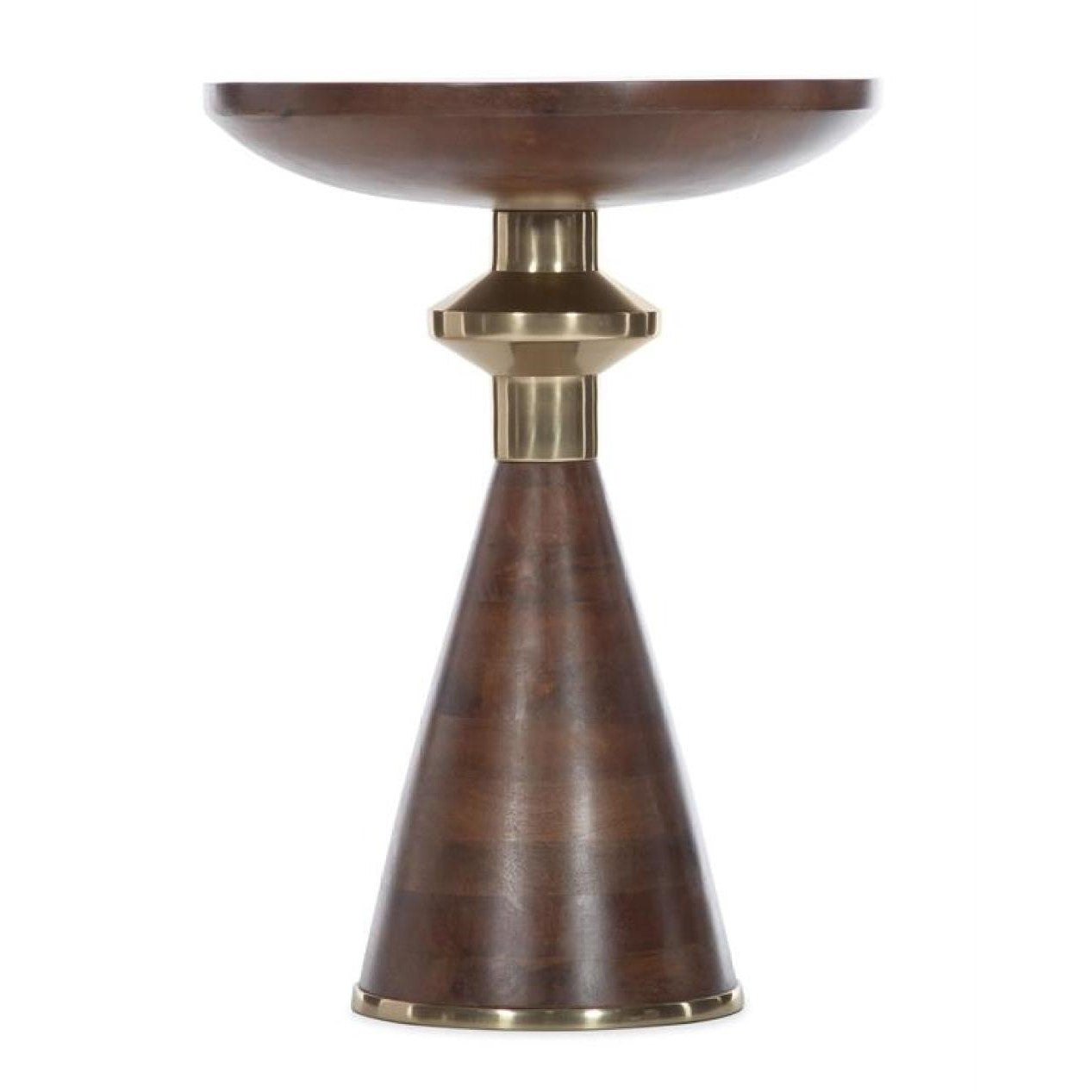 Mixed Material Dark Mango Wood & Gold Round Accent Table 18 inch ...