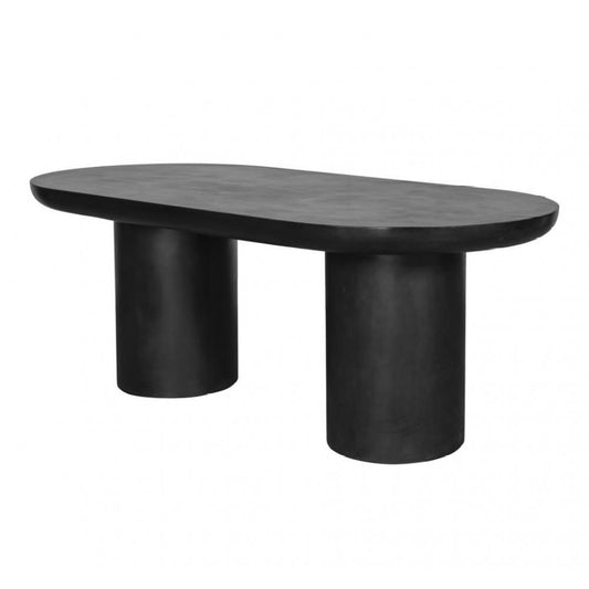 Modern Black Double Pedestal Oval Dining Table 83 inch