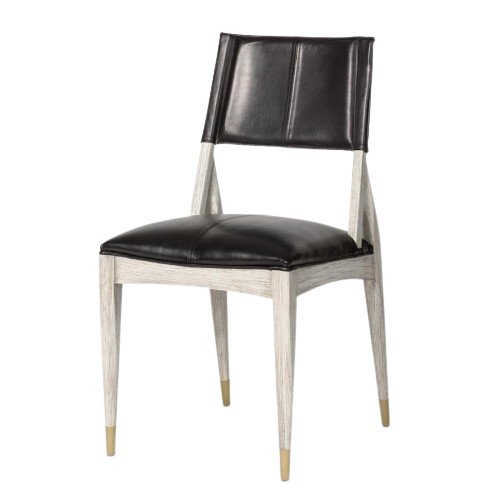 Modern Black Leather Armless Dining Chair