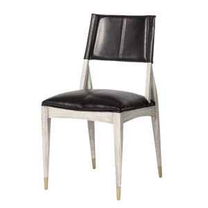 Modern Black Leather Armless Dining Chair