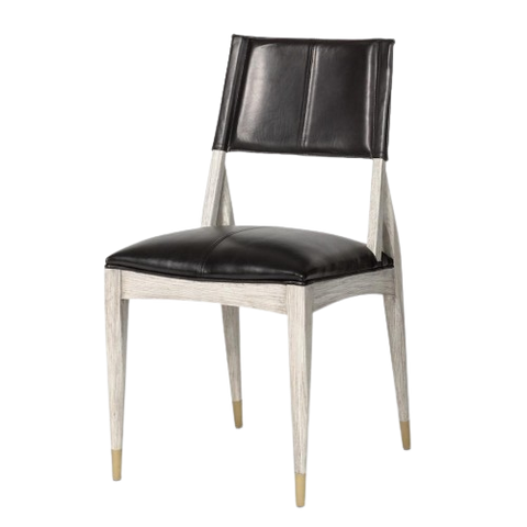 Modern Black Leather Armless Dining Chair