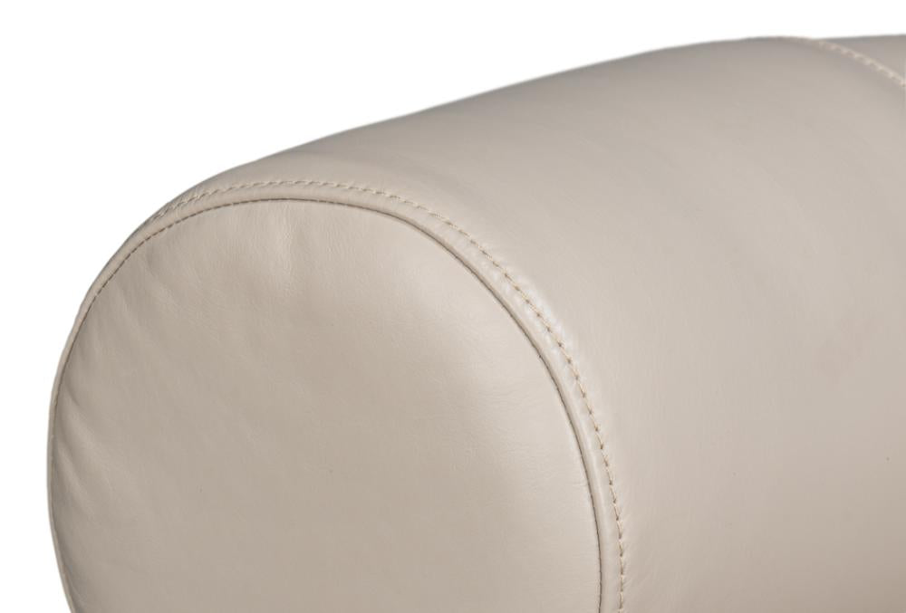 Modern Bolster Back White Leather Fully Upholstered Swivel Accent Chair