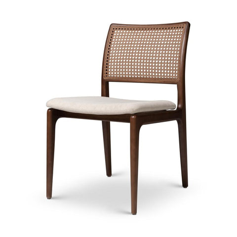 Modern Brazilian Cane Dining Chair Rectangle Back Solid Tauari Wood