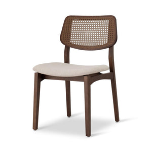 Modern Brazilian Cane Dining Chair Rounded Back Solid Tauari Wood