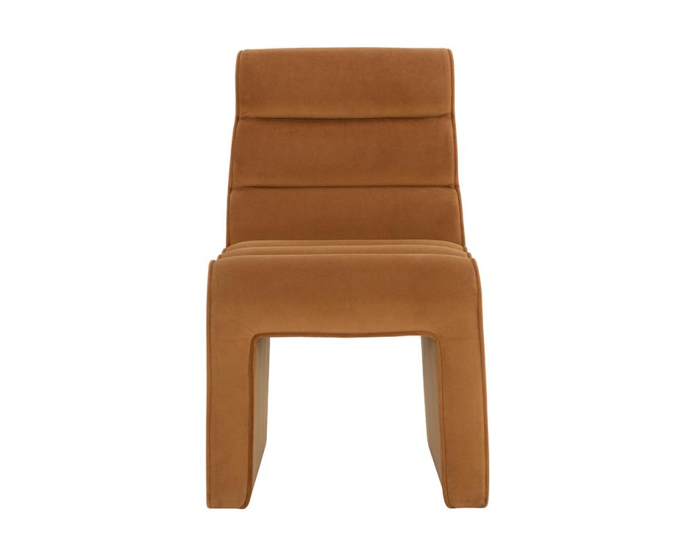 Modern Channel Tufted Gold Velvet Armless Dining Chair