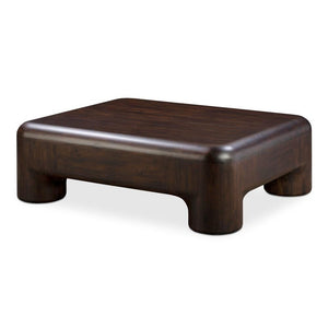 Modern Chunky Acacia Wood Coffee Table Dark Brown Walnut Stain 50 inch