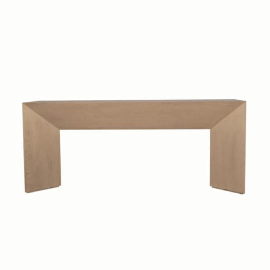Modern Chunky Angled Console Table Poplar Wood Light Natural Finish 72 inch