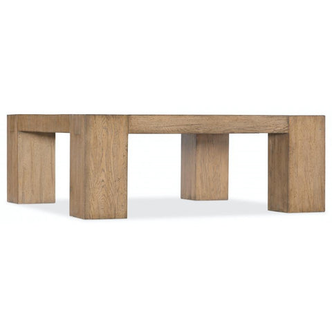 Modern Chunky Square Cocktail Table Solid Mindi Wood Natural Finish 42 inch