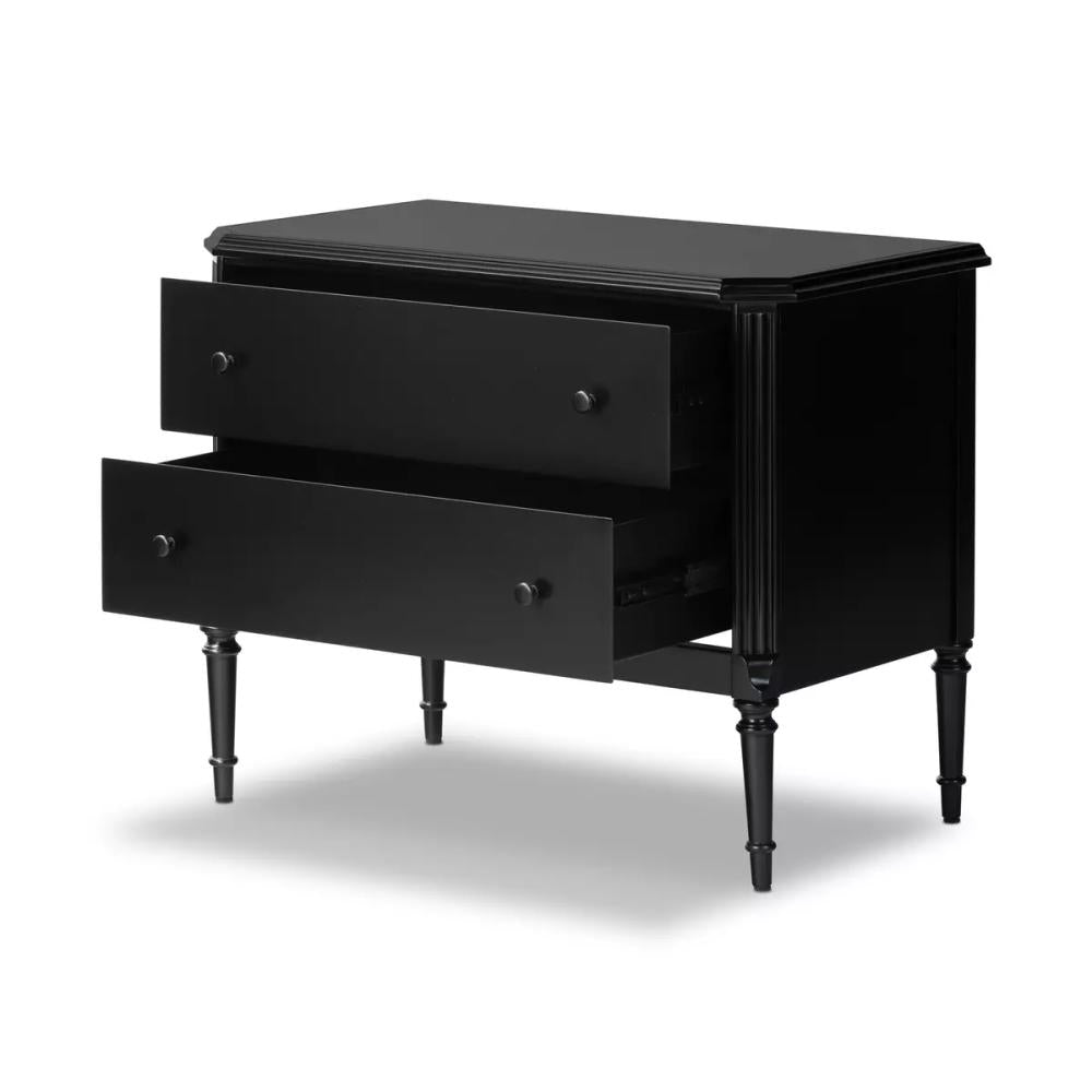 Modern Classic Black Iron 2 Drawer Nightstand 32 inch