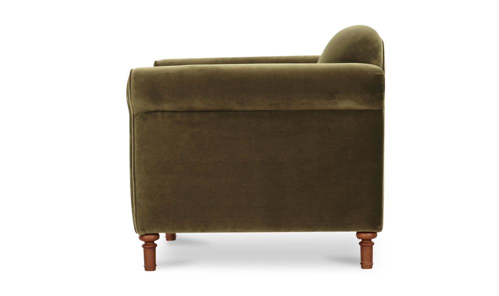 Modern Classic Dark Green Faux Mohair Roll Arm Lounge Chair Tight Back & Seat Armchair