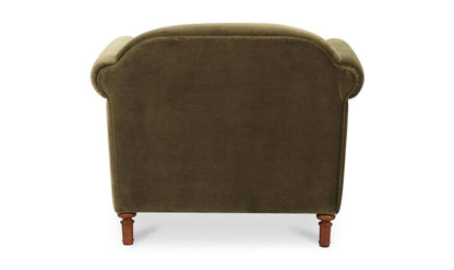 Modern Classic Dark Green Faux Mohair Roll Arm Lounge Chair Tight Back & Seat Armchair