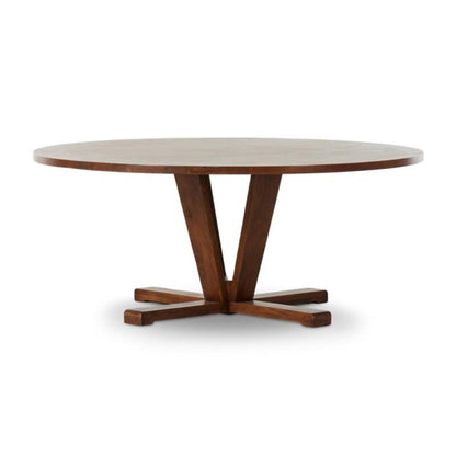 Modern Classic Reclaimed Mango Wood Pedestal Base Round Dining Table 72 inch