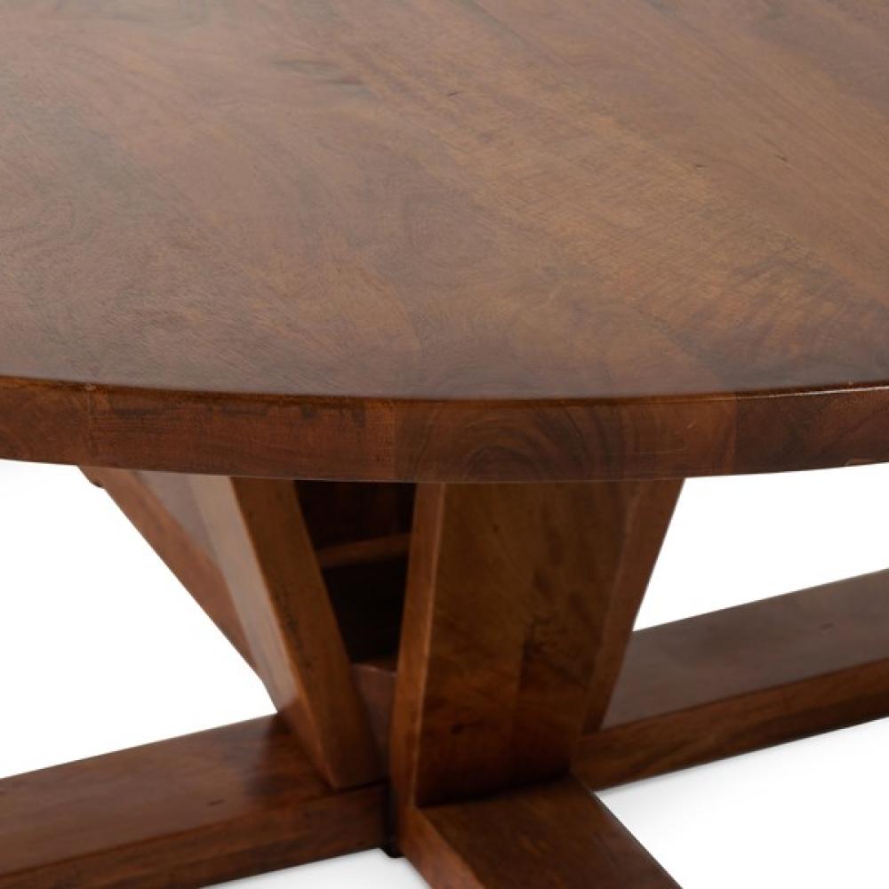 Modern Classic Reclaimed Mango Wood Pedestal Base Round Dining Table 72 inch