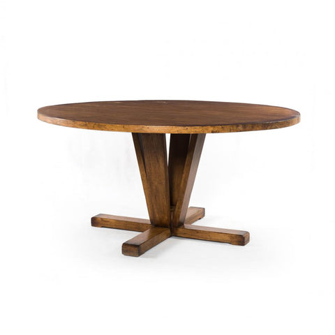 Modern Classic Reclaimed Mango Wood Round Dining Table Pedestal Base 60 inch