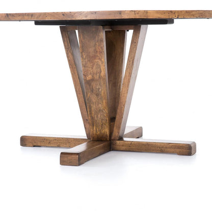 Modern Classic Reclaimed Mango Wood Round Dining Table Pedestal Base 60 inch