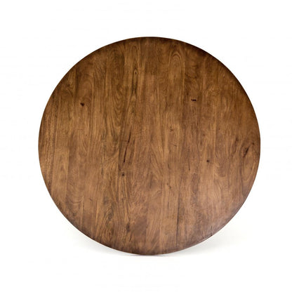 Modern Classic Reclaimed Mango Wood Round Dining Table Pedestal Base 60 inch