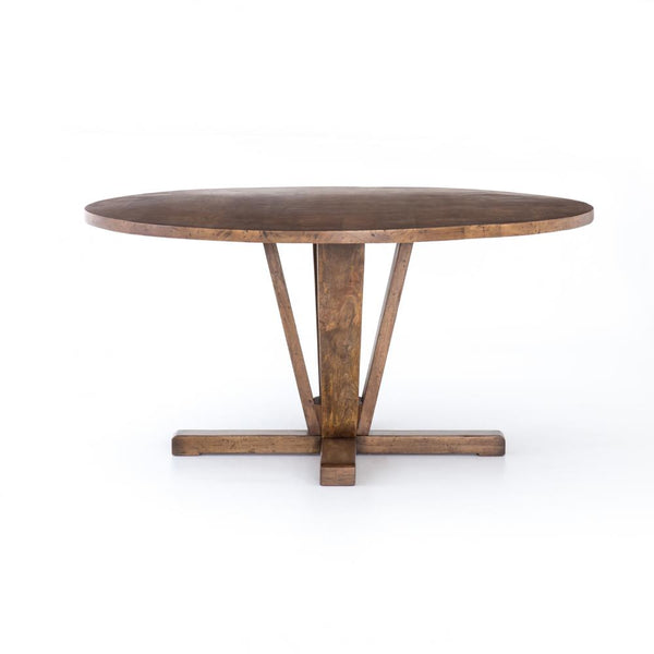 Modern Classic Reclaimed Mango Wood Round Dining Table Pedestal Base 60 inch