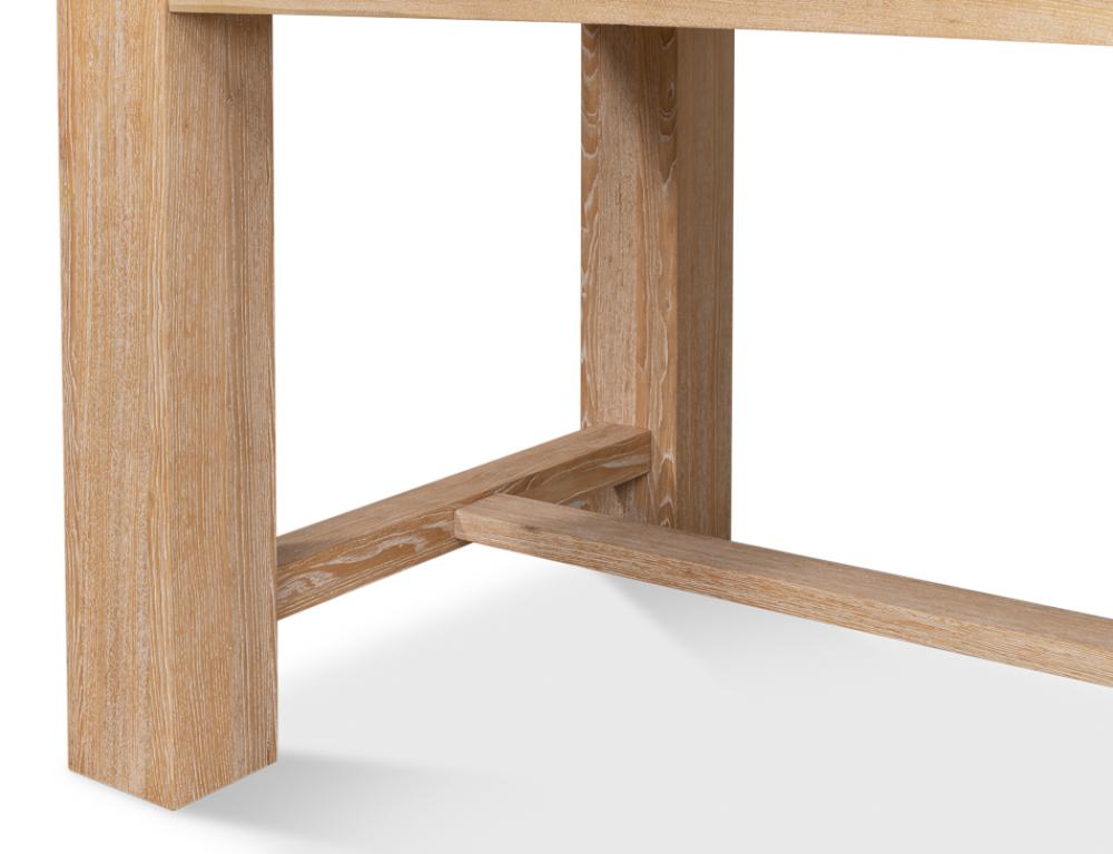 Modern Clean Lines Solid Oak Wood Rectangle Dining Table Light Finish 90 inch