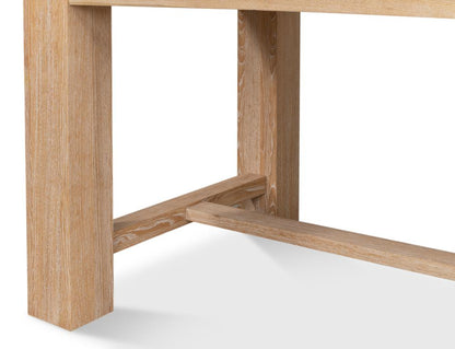 Modern Clean Lines Solid Oak Wood Rectangle Dining Table Light Finish 90 inch