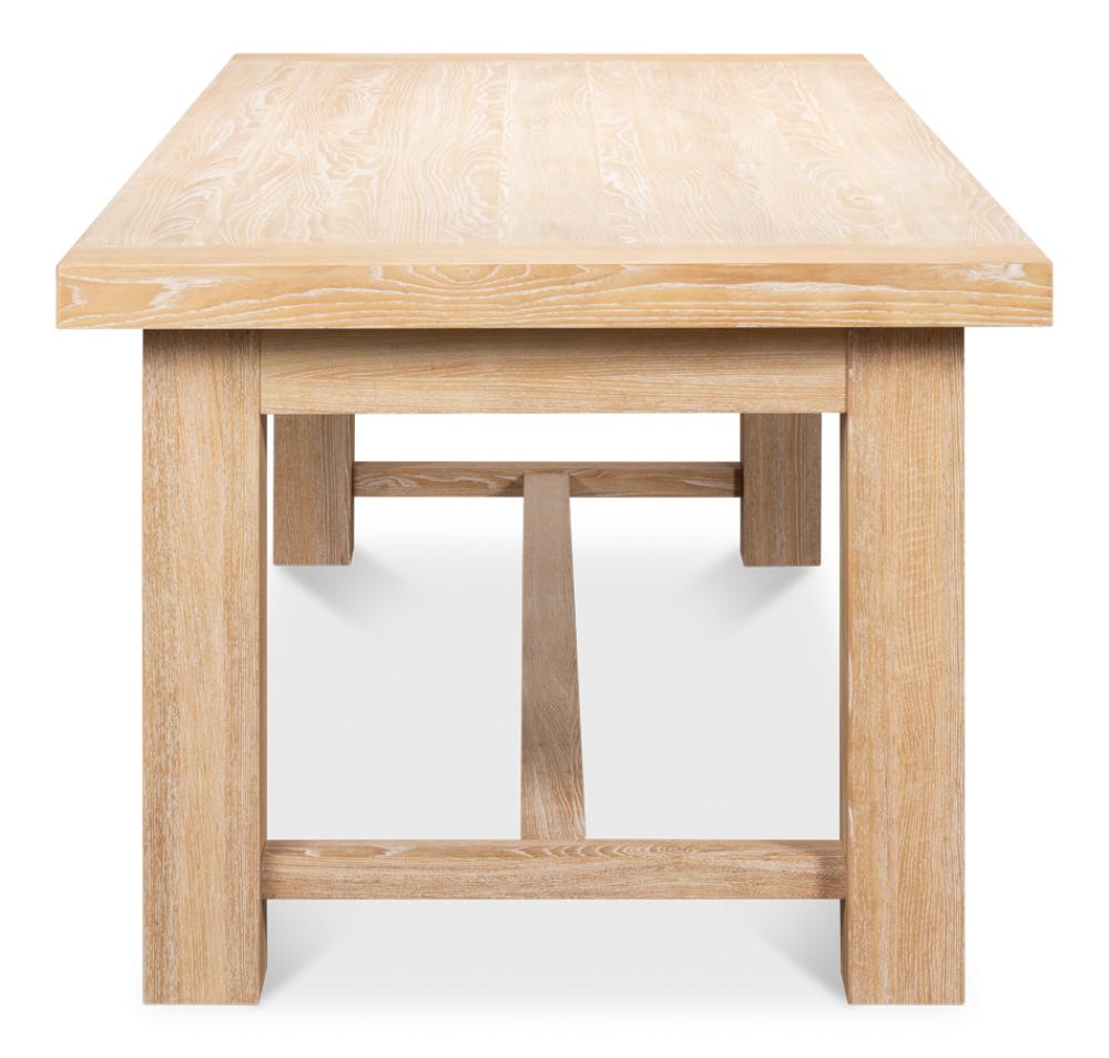 Modern Clean Lines Solid Oak Wood Rectangle Dining Table Light Finish 90 inch