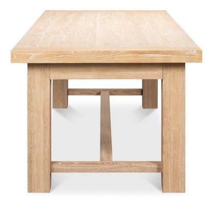 Modern Clean Lines Solid Oak Wood Rectangle Dining Table Light Finish 90 inch