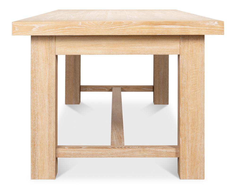 Modern Clean Lines Solid Oak Wood Rectangle Dining Table Light Finish 90 inch