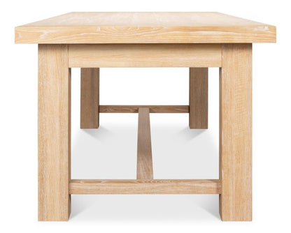 Modern Clean Lines Solid Oak Wood Rectangle Dining Table Light Finish 90 inch