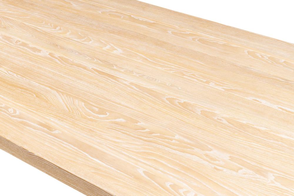 Modern Clean Lines Solid Oak Wood Rectangle Dining Table Light Finish 90 inch