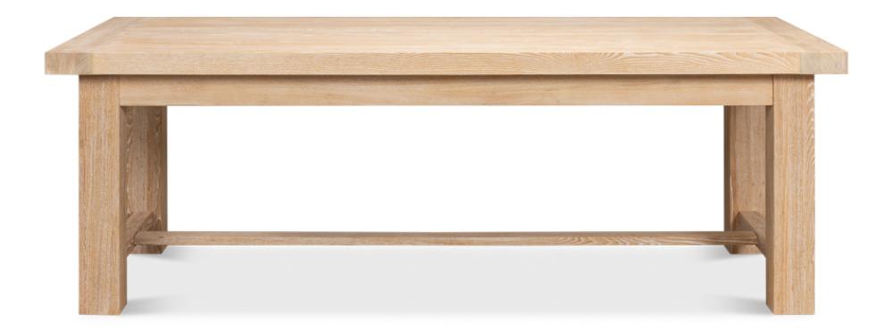 Modern Clean Lines Solid Oak Wood Rectangle Dining Table Light Finish 90 inch