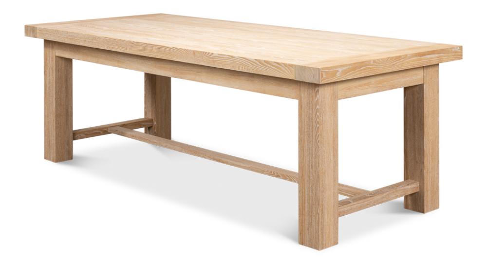 Modern Clean Lines Solid Oak Wood Rectangle Dining Table Light Finish 90 inch