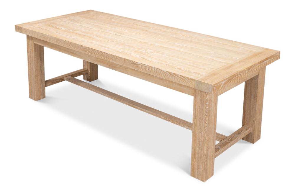 Modern Clean Lines Solid Oak Wood Rectangle Dining Table Light Finish 90 inch