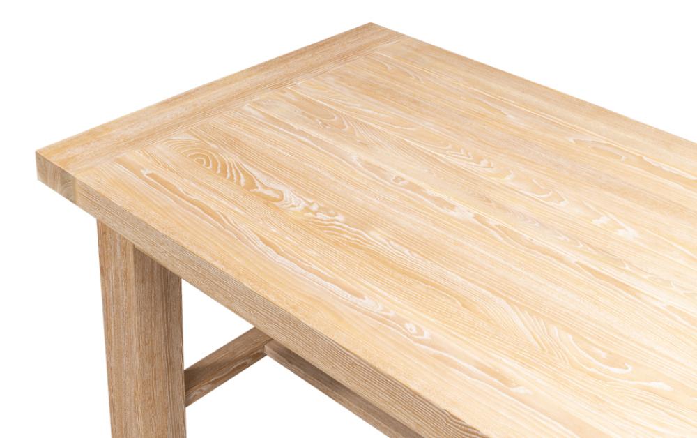 Modern Clean Lines Solid Oak Wood Rectangle Dining Table Light Finish 90 inch