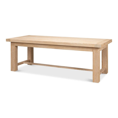 Modern Clean Lines Solid Oak Wood Rectangle Dining Table Light Finish 90 inch