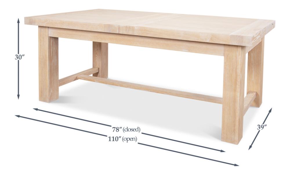 Modern Clean Lines Solid Oak Wood Rectangle Extension Dining Table Light Finish 78 to 110 inch