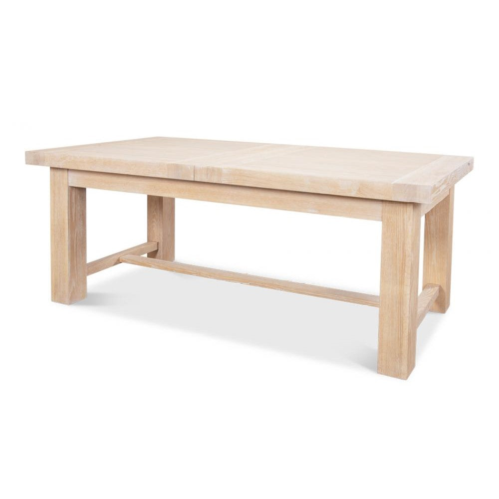 Modern Clean Lines Solid Oak Wood Rectangle Extension Dining Table Light Finish 78 to 110 inch