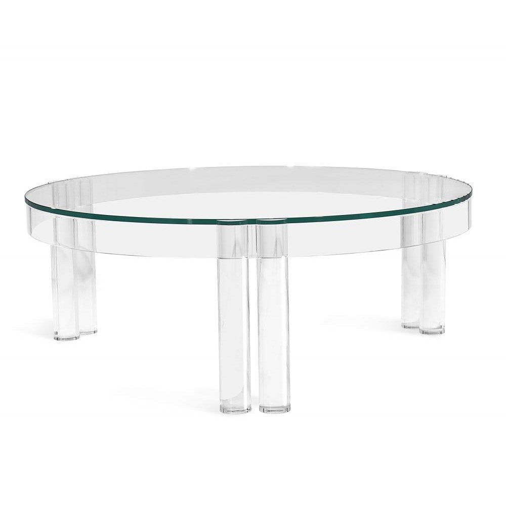 Modern Clear Acrylic & Glass Round Coffee Table 42 inch