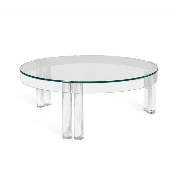 Modern Clear Acrylic & Glass Round Coffee Table 42 inch