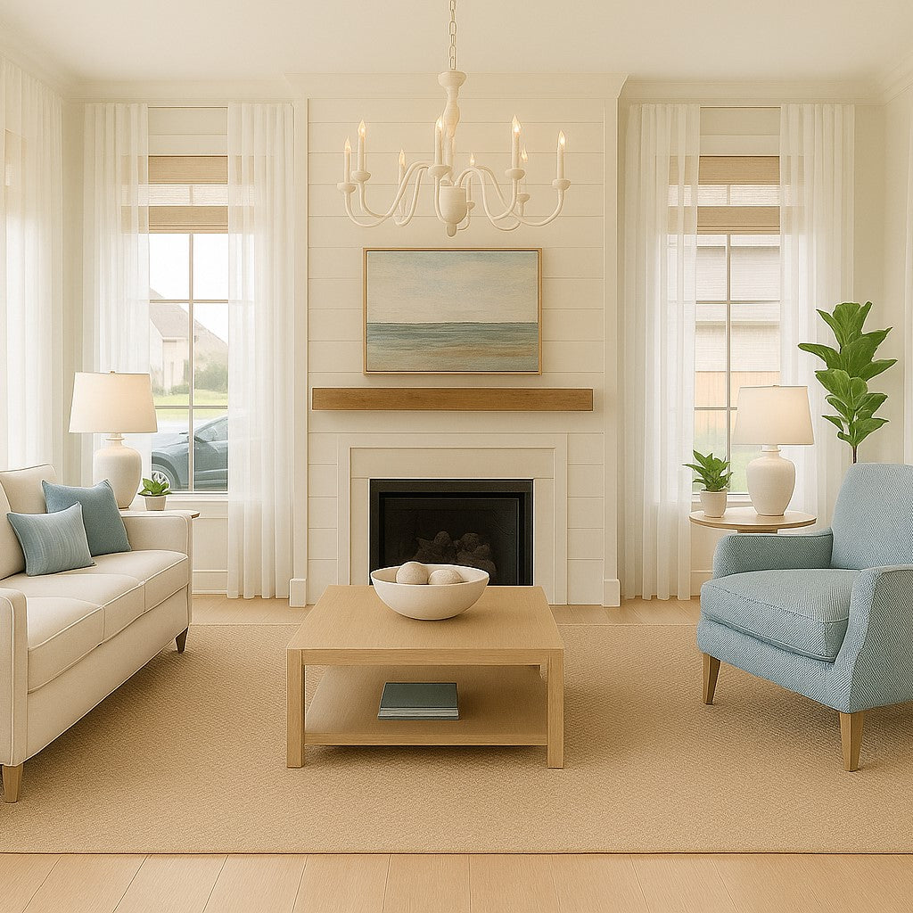 Modern Coastal Living Room Rendering