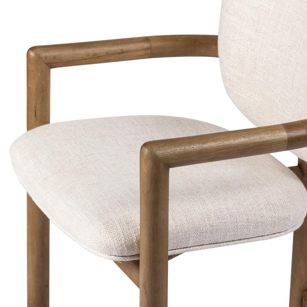 Modern Curved Barrel Back Dining Chair Dover Crescent Fabric Solid Oak Wood