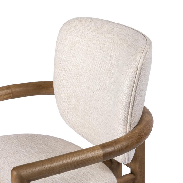 Modern Curved Barrel Back Dining Chair Dover Crescent Fabric Solid Oak Wood