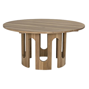 Modern Curved Base Round Dining Table White Oak Wood 60 inch