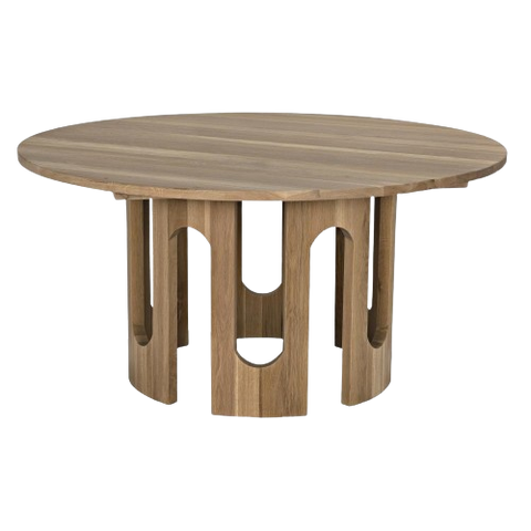Modern Curved Base Round Dining Table White Oak Wood 60 inch