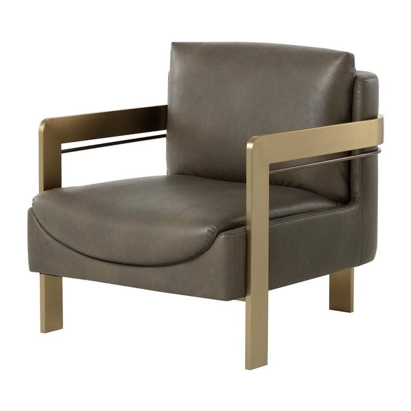 Modern Curved Metal Frame Lounge Chair Armchair Ash Faux Leather