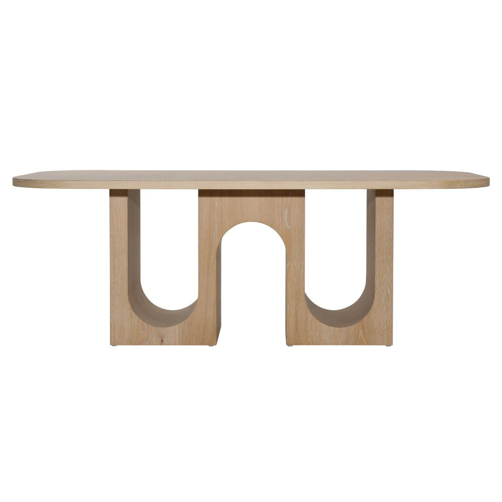Modern Curves Oak Wood Rectangle Dining Table in Natural Wash Finish 8 ...