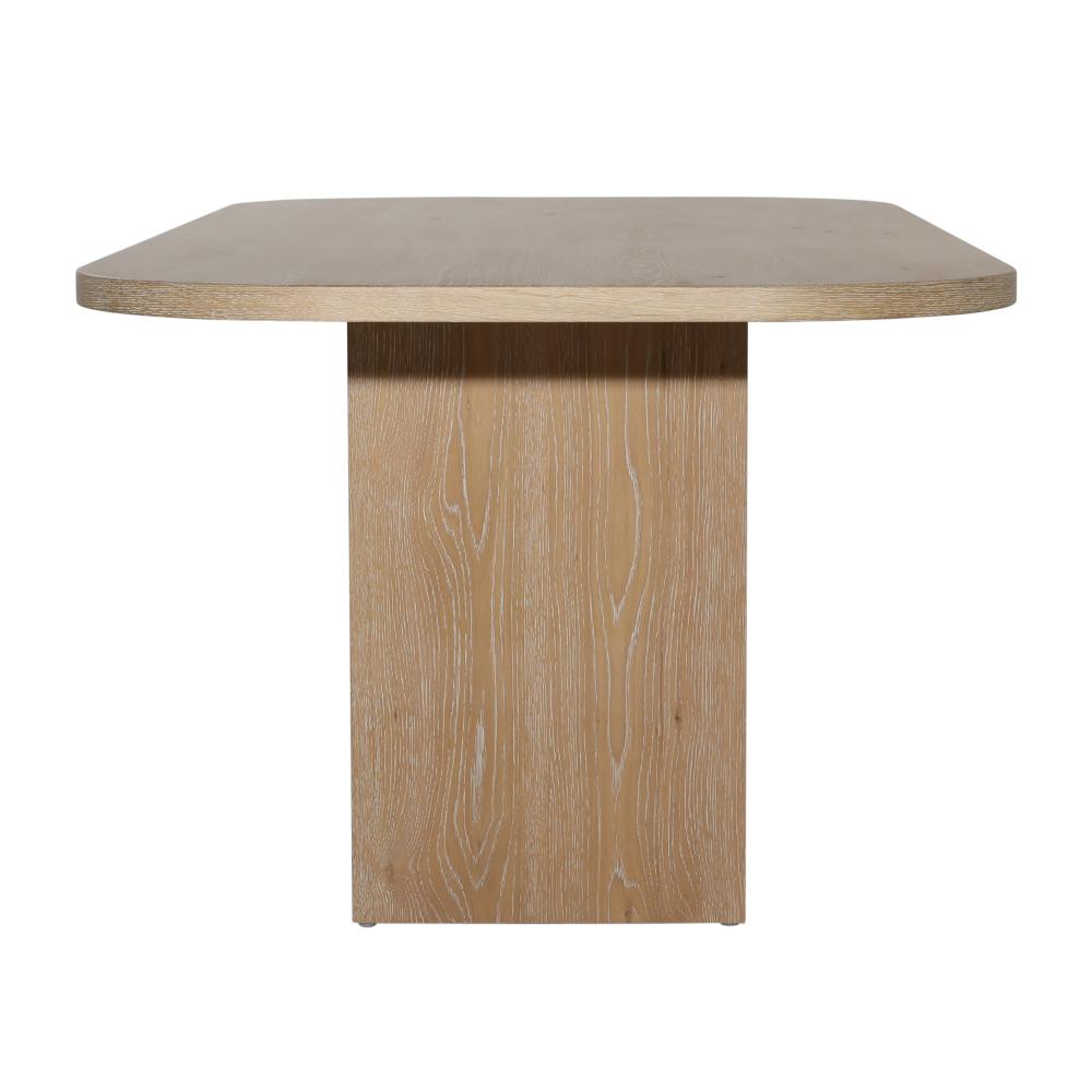 Modern Curves Oak Wood Rectangle Dining Table in Natural Wash Finish 8 ...