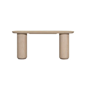 Modern Cylindrical Legs Oval Console Table in Light Oak 72 inch