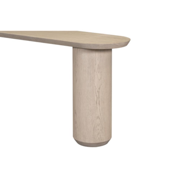 Modern Cylindrical Legs Oval Console Table in Light Oak 72 inch