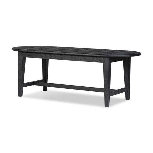 Modern Farmhouse Black Solid Pine Wood Oval Dining Table 87 inch