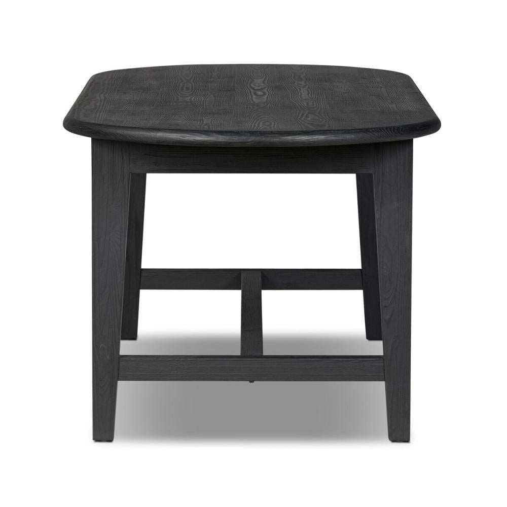 87 Inch Table Modern Farmhouse Black Solid Pine Wood Oval Dining Table 87 inch ...
