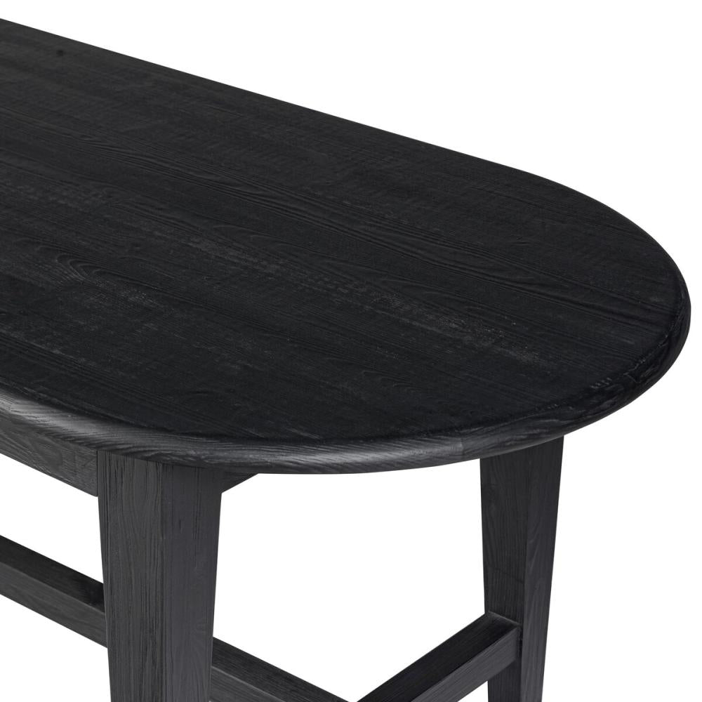 Modern Farmhouse Black Solid Pine Wood Oval Dining Table 87 inch ...